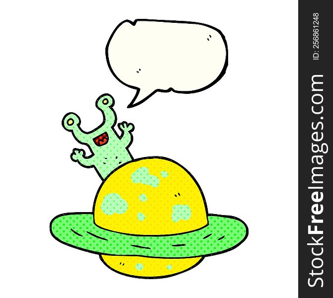 freehand drawn comic book speech bubble cartoon alien planet