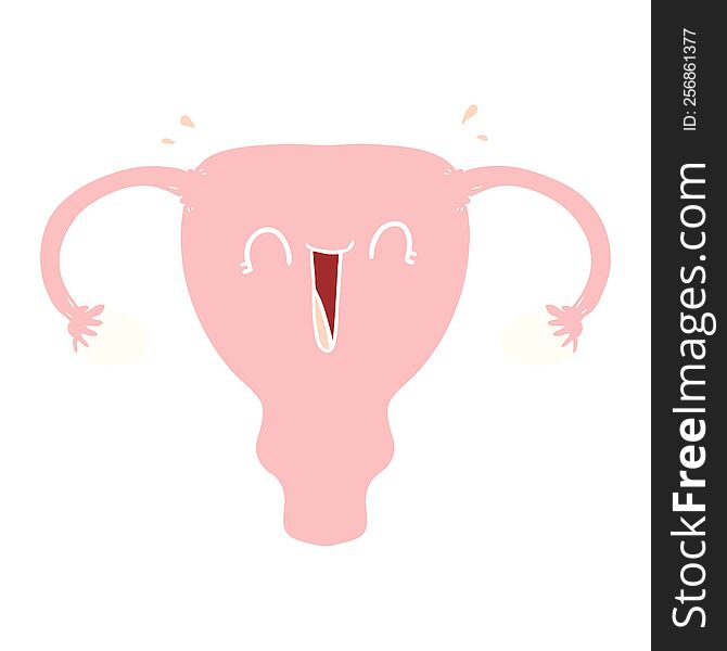 flat color style cartoon happy uterus