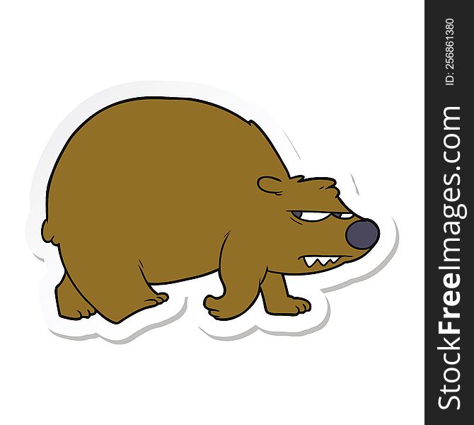 Sticker Of A Cartoon Angry Bear