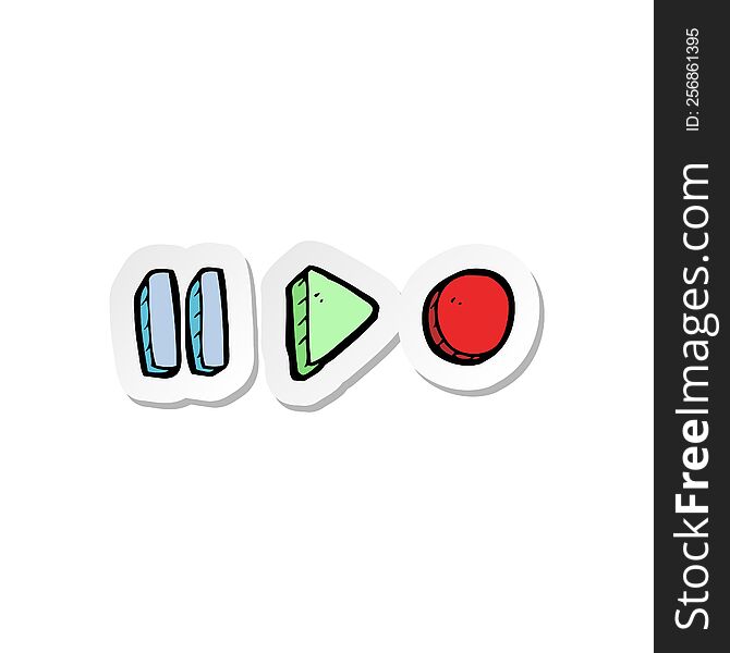sticker of a cartoon playback symbols