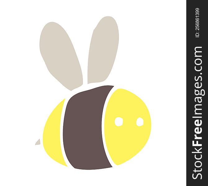 flat color illustration cartoon bee