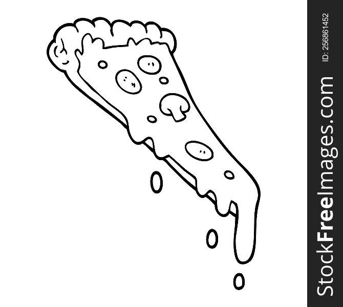 Line Drawing Cartoon Slice Of Pizza