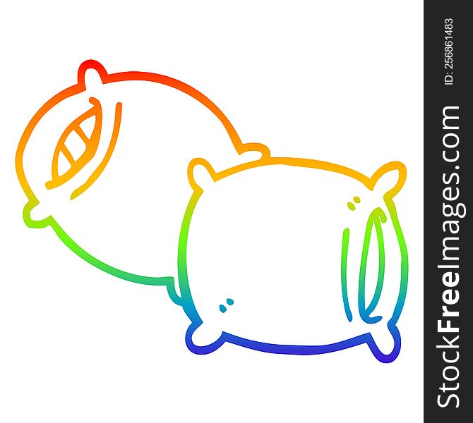 Rainbow Gradient Line Drawing Cartoon Pillow