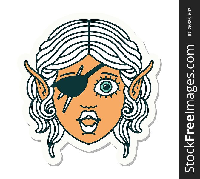 Elf Rogue Character Face Sticker