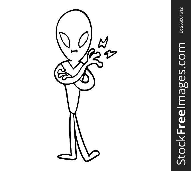 Line Drawing Cartoon Alien