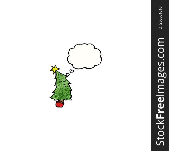 Cartoon Christmas Tree With Thought Bubble