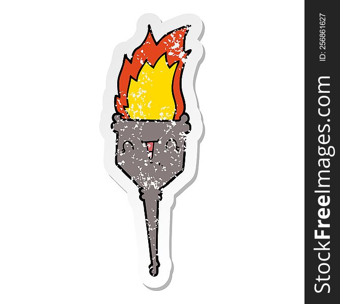 Distressed Sticker Of A Cartoon Flaming Chalice