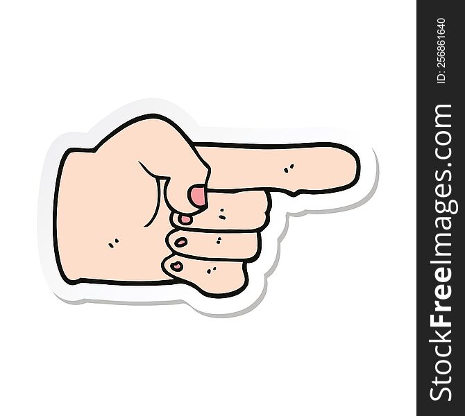 Sticker Of A Cartoon Pointing Hand