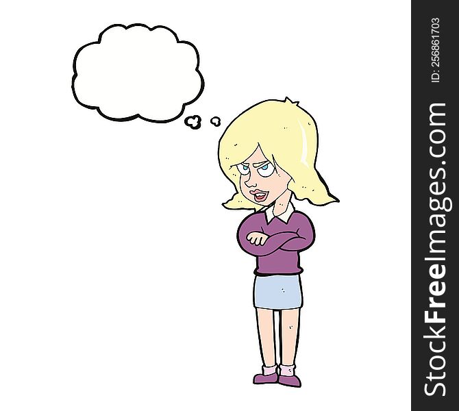 Cartoon Angry Woman With Thought Bubble
