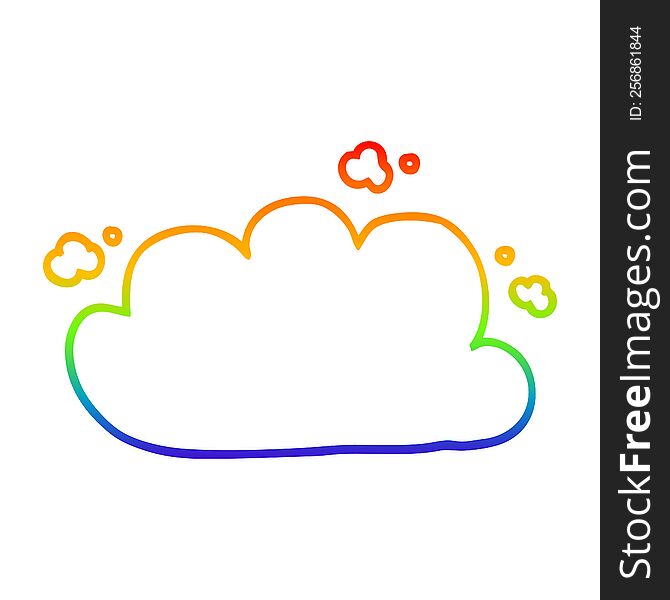 rainbow gradient line drawing of a cartoon white cloud
