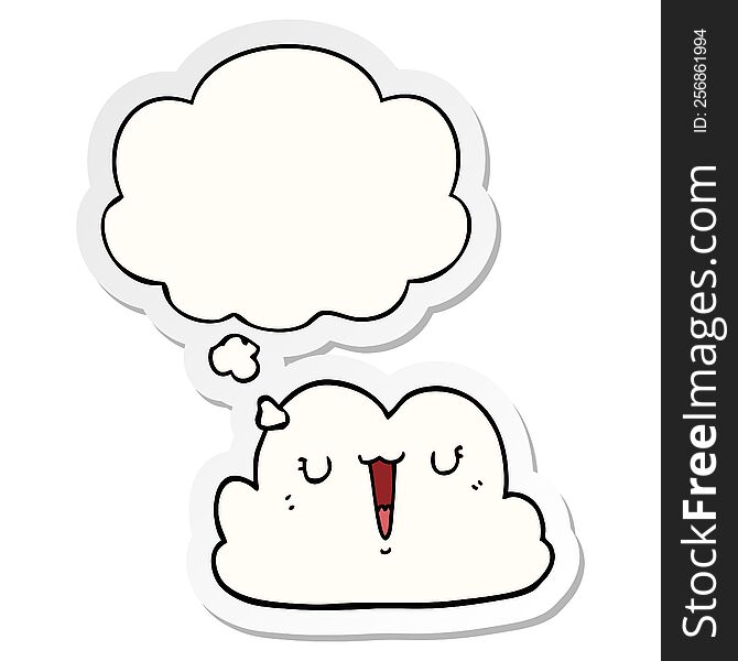 Cute Cartoon Cloud And Thought Bubble As A Printed Sticker