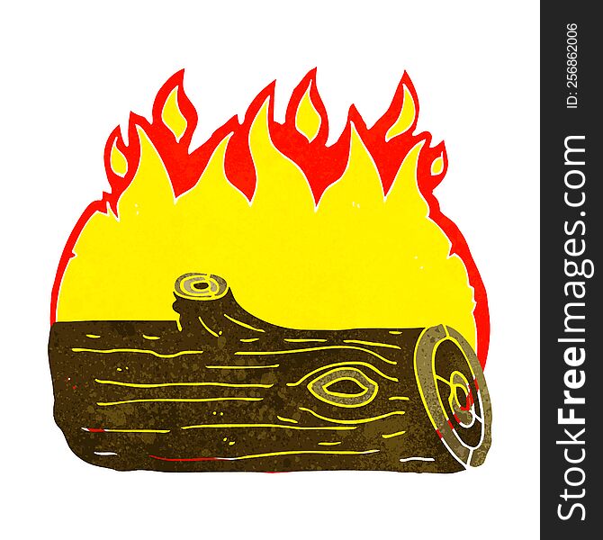 cartoon burning log