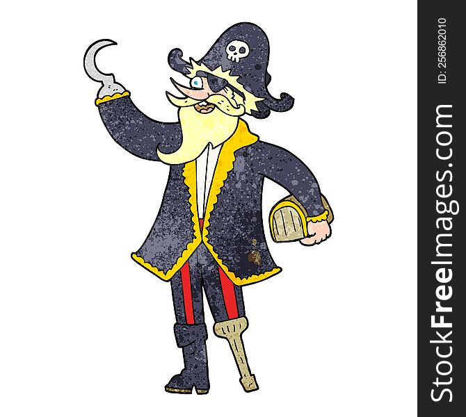 freehand textured cartoon pirate captain
