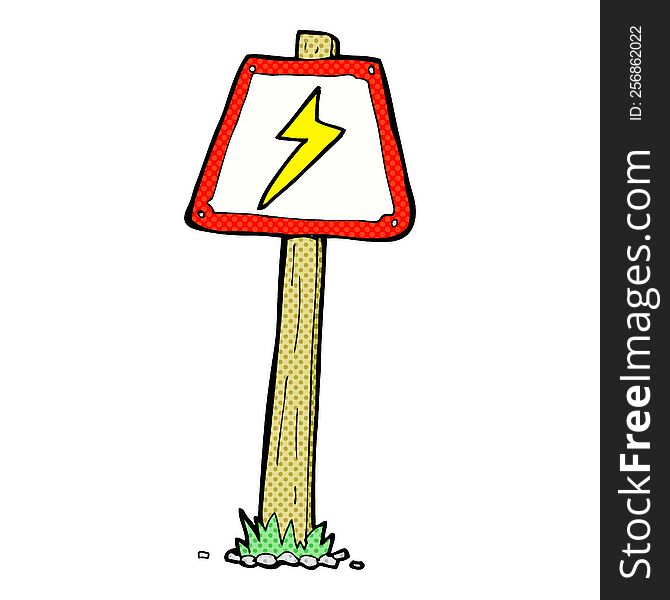 cartoon electrical warning sign