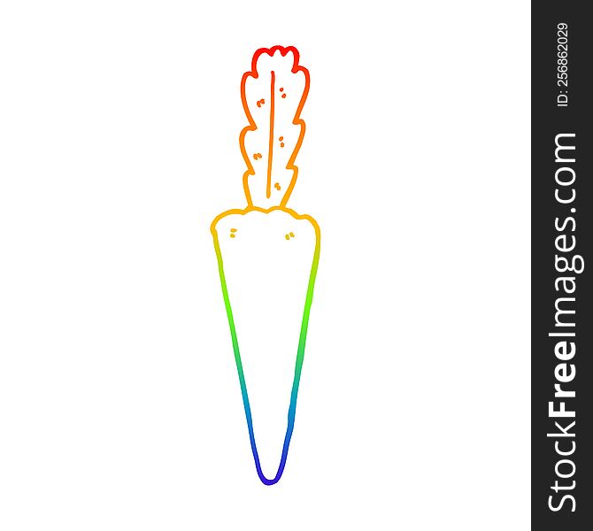 rainbow gradient line drawing of a cartoon carrot