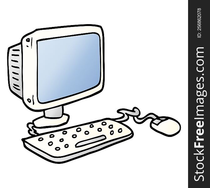 Cartoon Doodle Office Computer