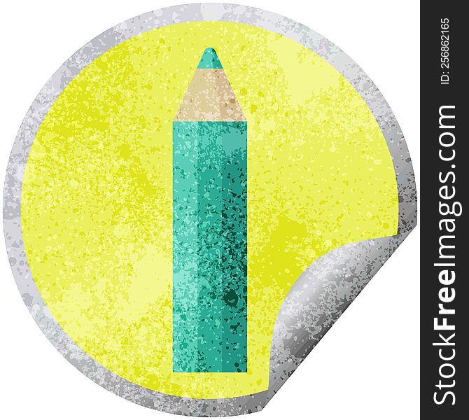 green coloring pencil graphic vector illustration circular sticker. green coloring pencil graphic vector illustration circular sticker