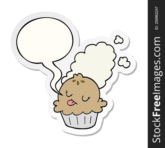 Cute Cartoon Pie And Speech Bubble Sticker