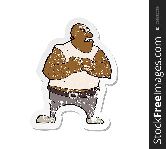 retro distressed sticker of a cartoon violent man