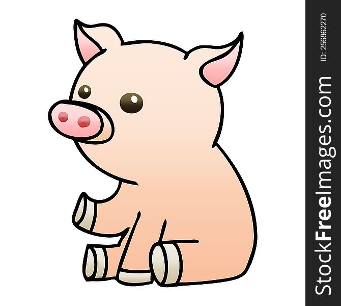 quirky gradient shaded cartoon pig