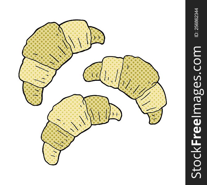 freehand drawn cartoon croissants