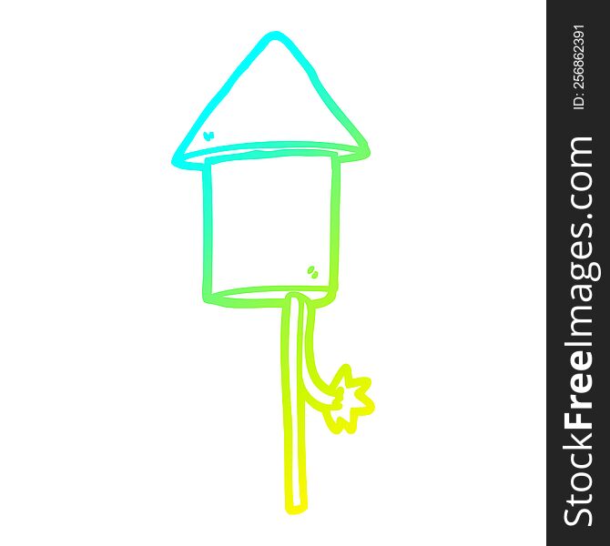 cold gradient line drawing of a cartoon firework