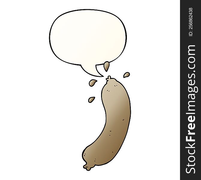 cartoon sausage with speech bubble in smooth gradient style