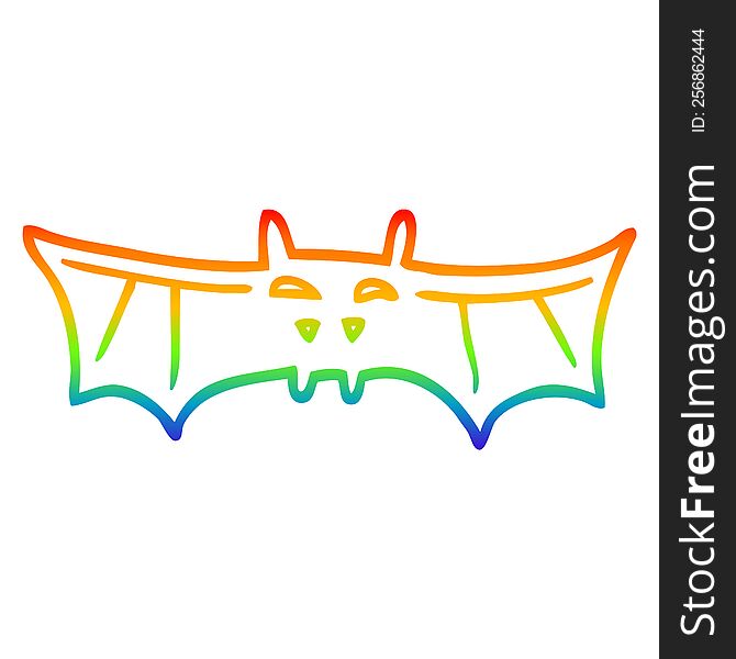 Rainbow Gradient Line Drawing Cartoon Halloween Bat