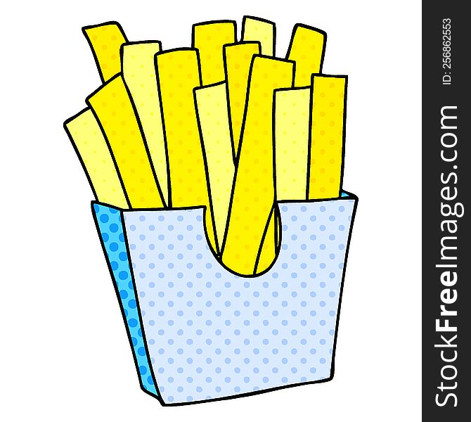 comic book style quirky cartoon french fries. comic book style quirky cartoon french fries