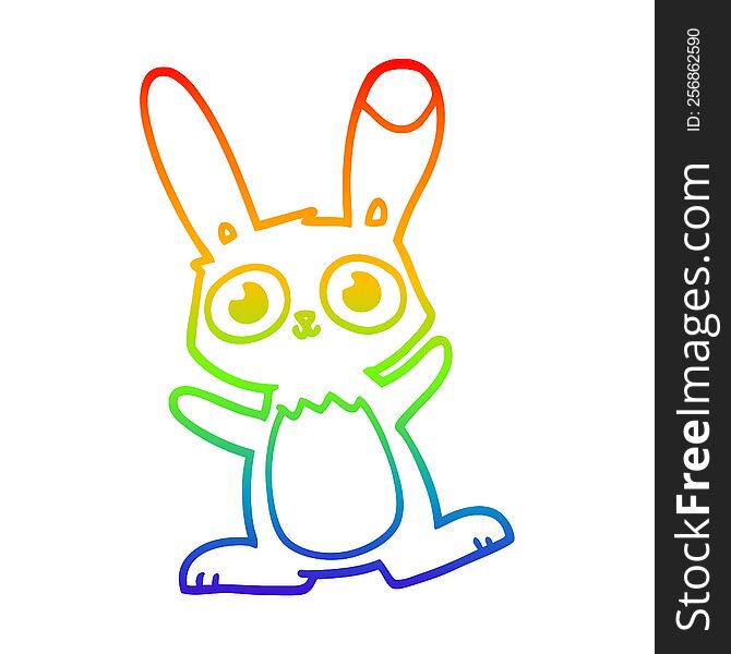 rainbow gradient line drawing cute cartoon rabbit