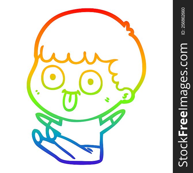Rainbow Gradient Line Drawing Cartoon Man Staring