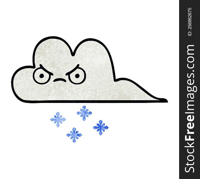 retro grunge texture cartoon of a snow cloud