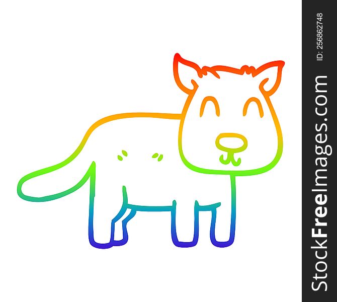Rainbow Gradient Line Drawing Cartoon Calm Dog