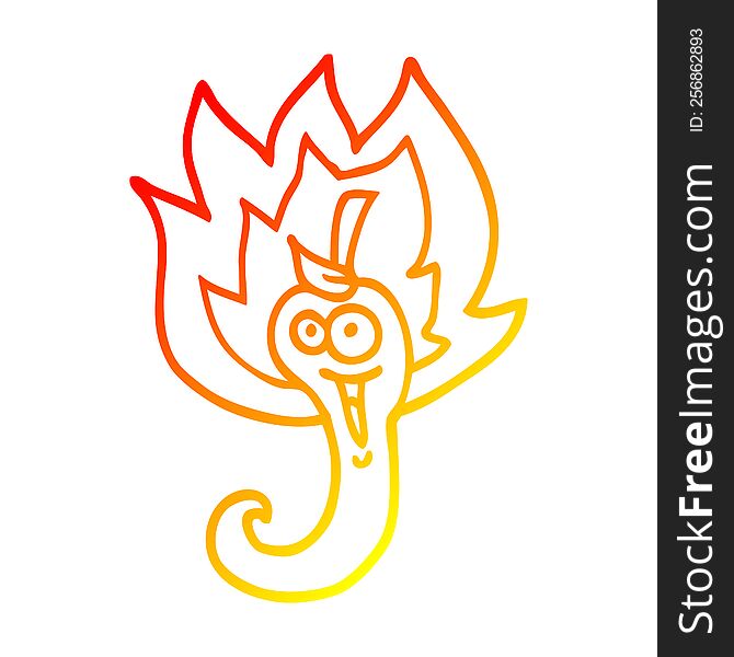 warm gradient line drawing of a cartoon red hot chili