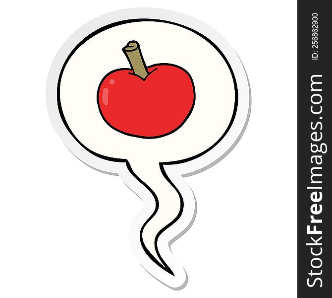 Cartoon Apple And Speech Bubble Sticker