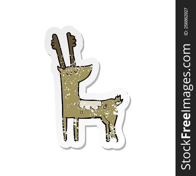 retro distressed sticker of a cartoon deer