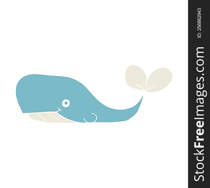 Flat Color Illustration Of A Cartoon Whale