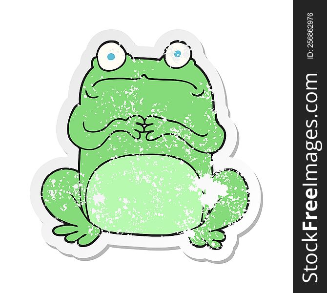 Retro Distressed Sticker Of A Cartoon Nervous Frog
