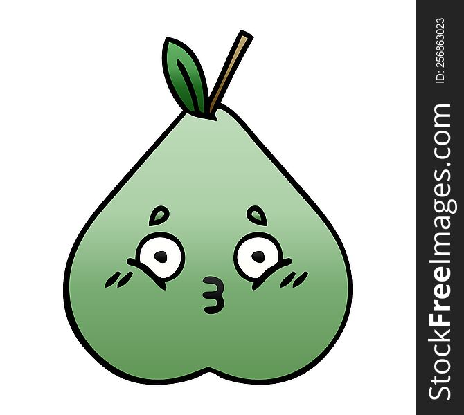 gradient shaded cartoon of a green pear