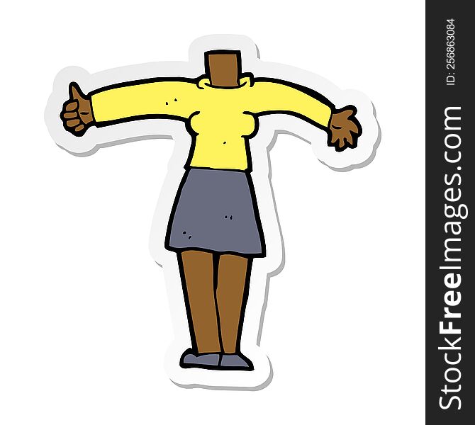 sticker of a cartoon female body