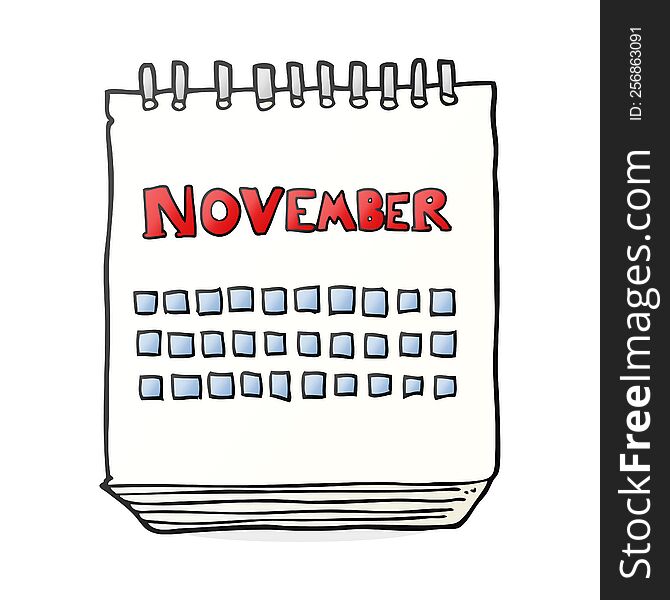 Cartoon Calendar Showing Month Of November