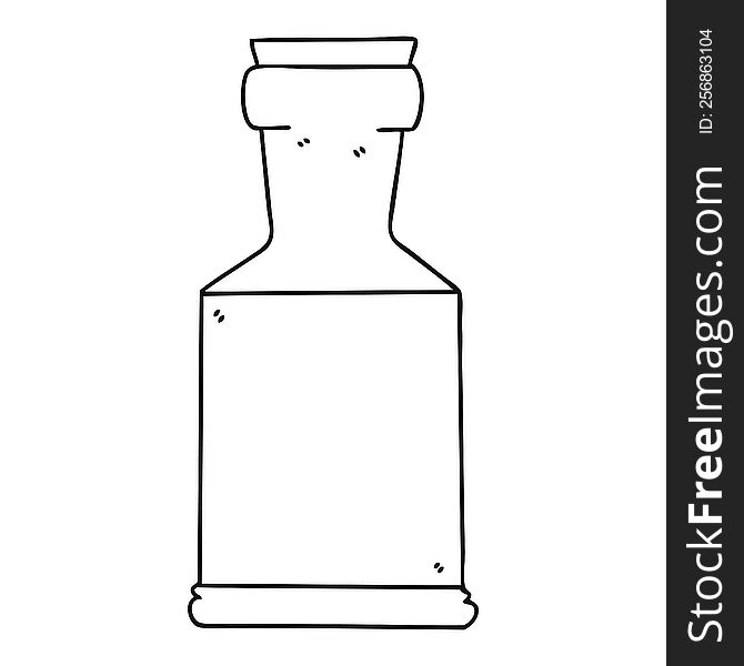 line drawing quirky cartoon potion bottle. line drawing quirky cartoon potion bottle