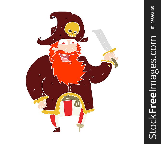 flat color illustration of pirate captain. flat color illustration of pirate captain