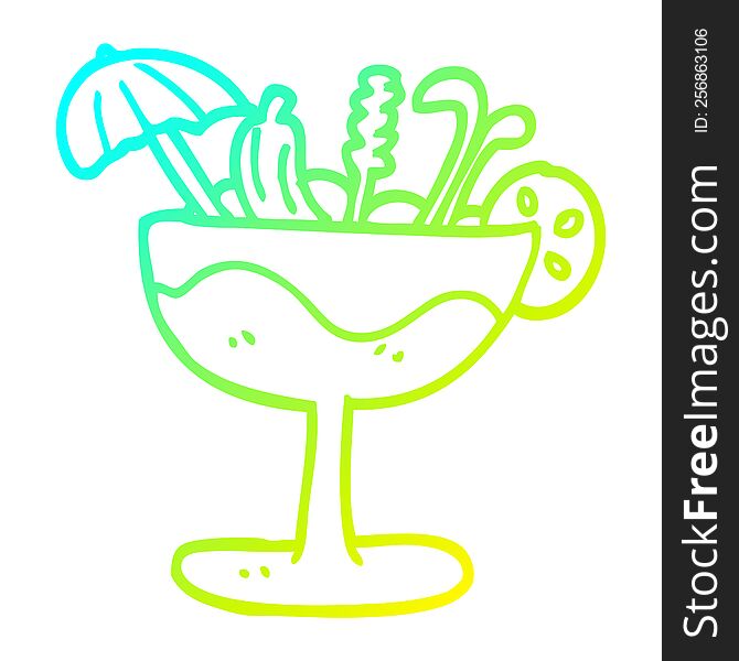 Cold Gradient Line Drawing Cartoon Tropical Cocktail