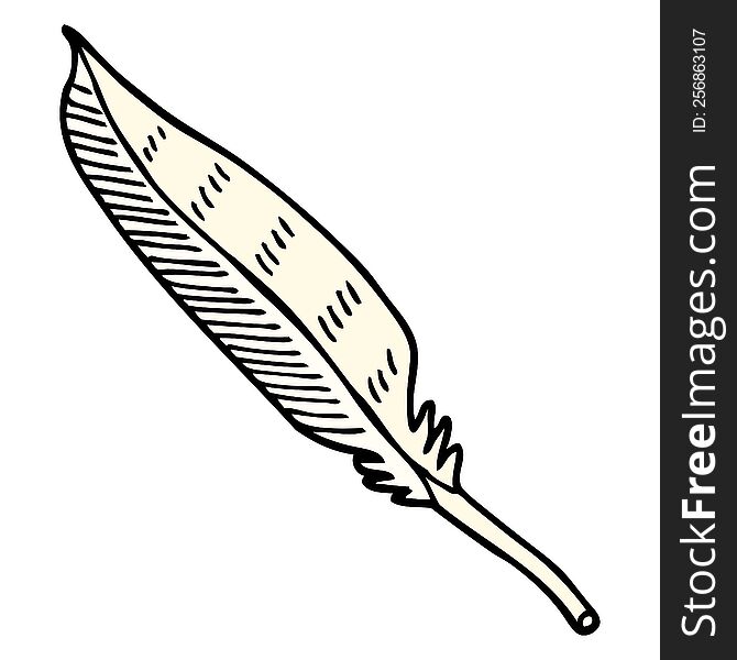 hand drawn doodle style cartoon feather