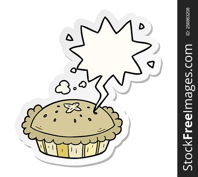 hot cartoon pie fresh out of the oven with speech bubble sticker