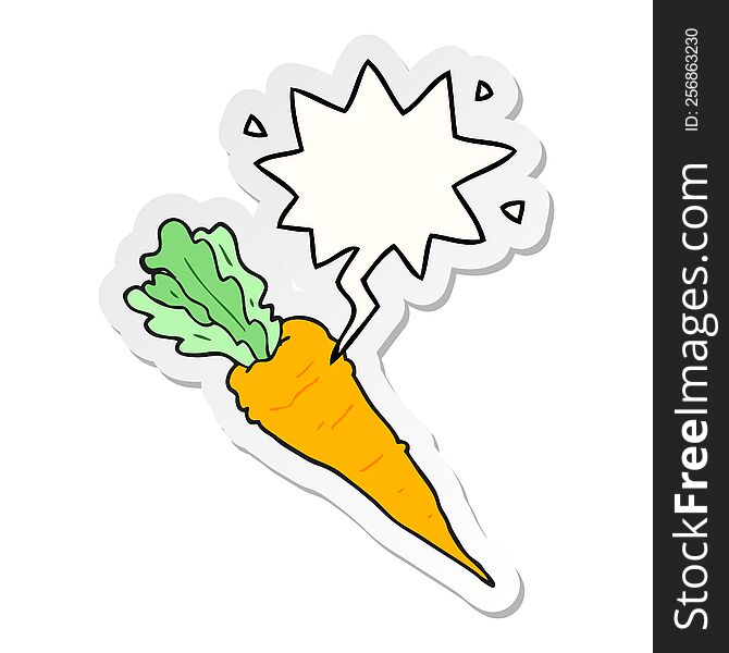 Cartoon Carrot And Speech Bubble Sticker