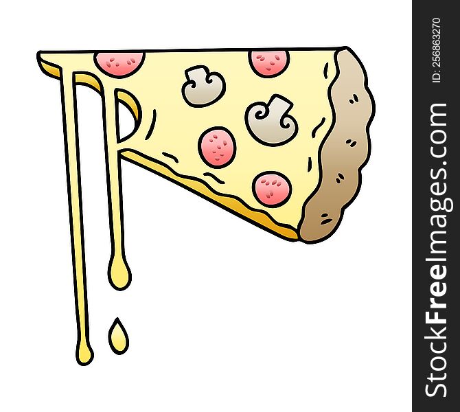 Quirky Gradient Shaded Cartoon Cheesy Pizza