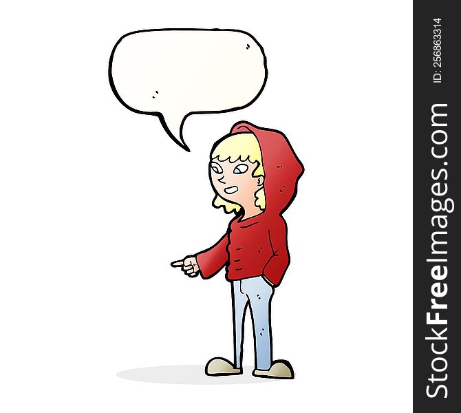 cartoon pointing teenager with speech bubble