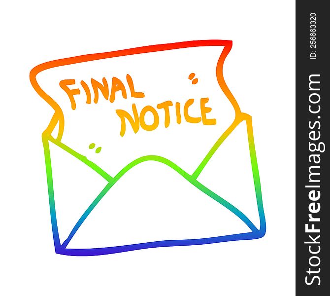rainbow gradient line drawing cartoon final notice letter